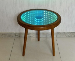 LED Infinity Lamp wooden round table JS-D005 RGB colorful